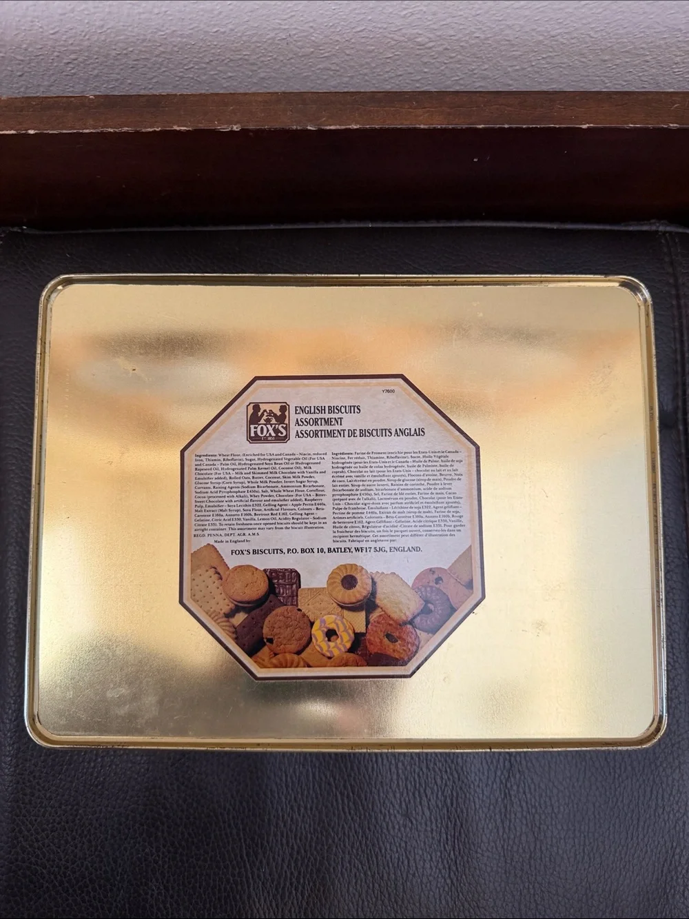 Vintage Fox's Famous Assorted Biscuits Tin Features Nostalgic Heritage Artwork